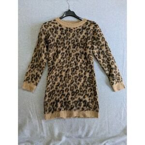 Harper's Heritage Franki Leopard Sweater Dress‎ Small NWT Fuzzy Y2K Retro